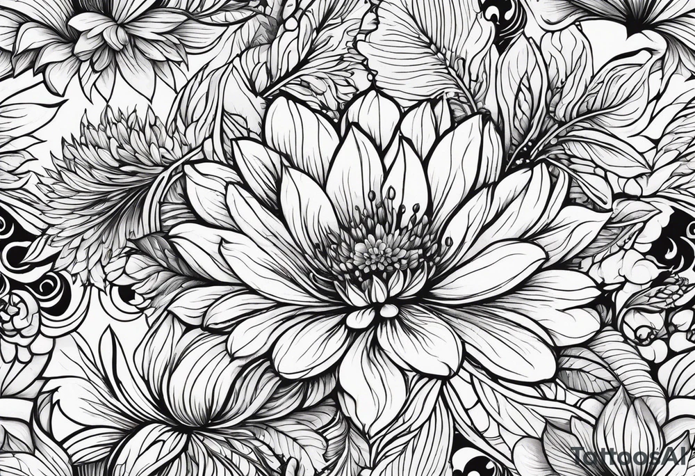 FLORAL PATTERN, SEEMLESS, BRIGHT, NEONS, COLORFUL tattoo idea