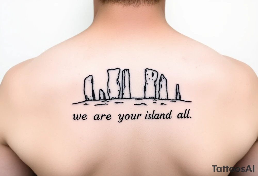 Orkney standing stones and the words "we are the island, after all" tattoo idea