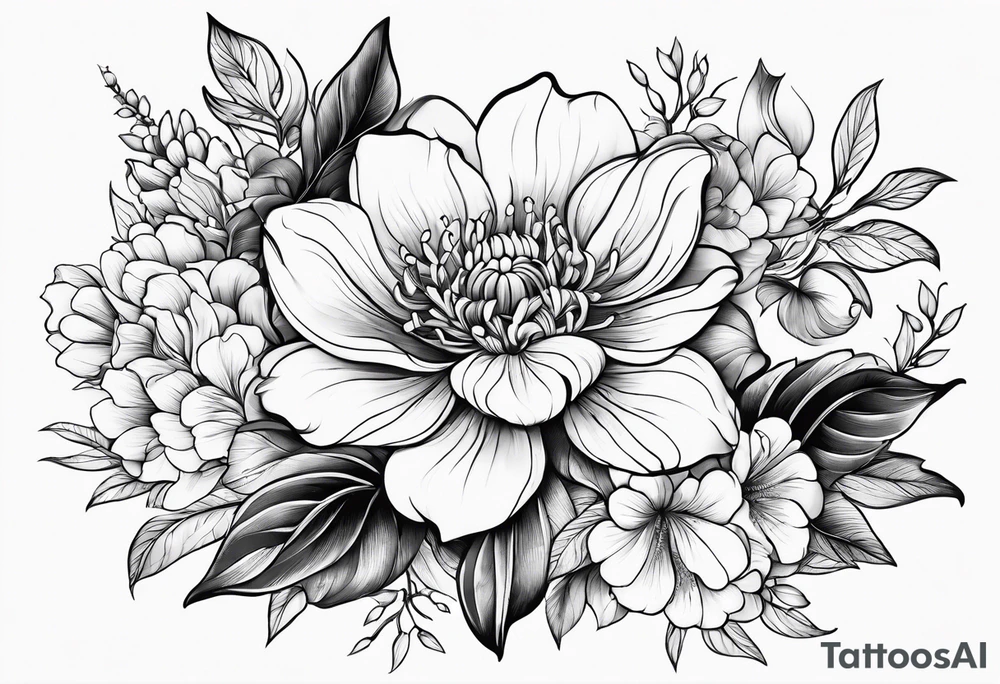 flowers, leaves tattoo idea
