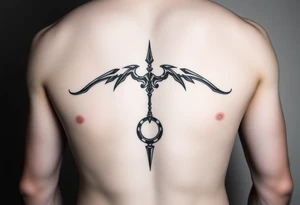 a men's belly tattoo that highlights a navel piercing tattoo idea