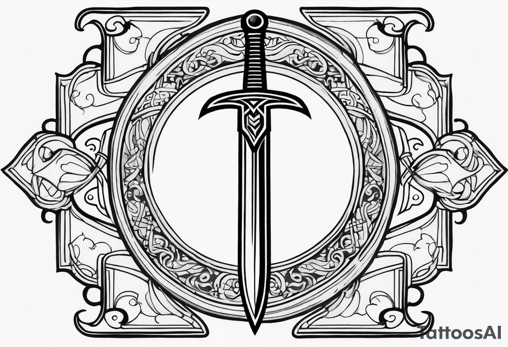 Sword with 🕉️ symbol tattoo idea