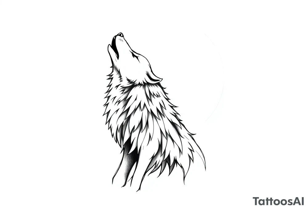 Wolf howling to the moon. tattoo idea