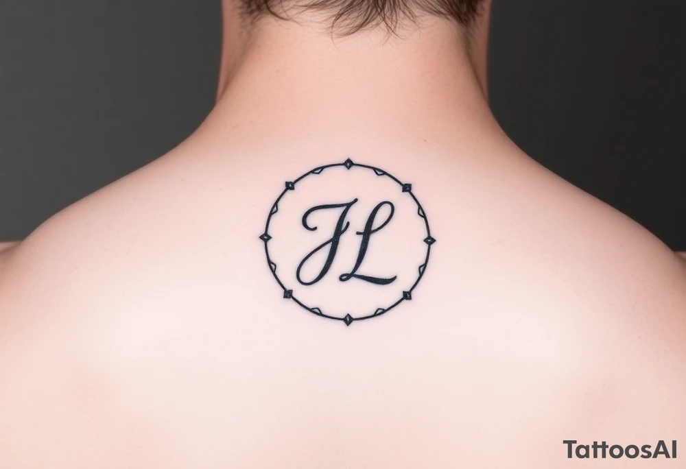 Initials JL in a delicate circle that’s feminine and for love tattoo idea