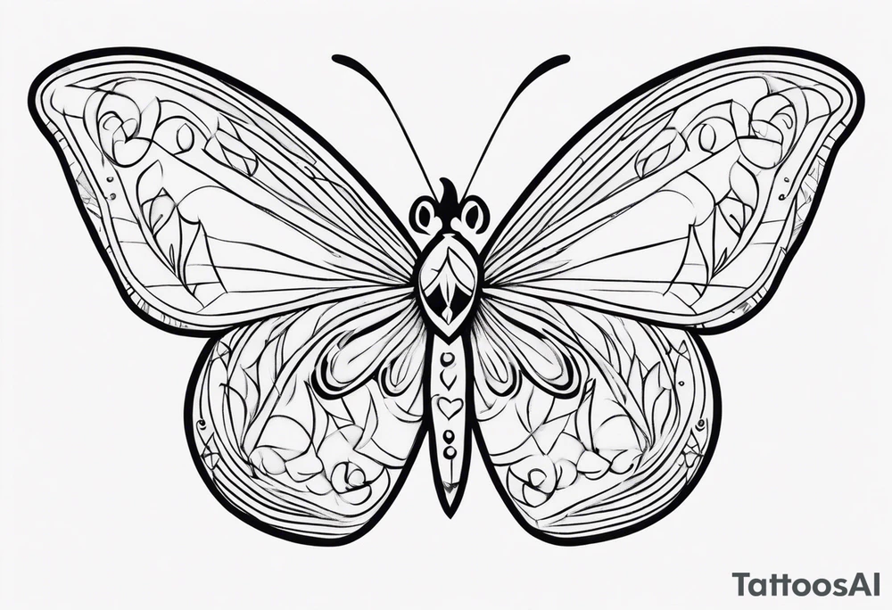 Borboleta coração com chama tattoo idea