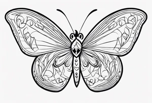 Borboleta coração com chama tattoo idea