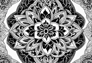 flower of life with henna pattern tattoo idea