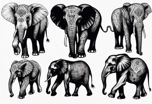 4 elephants family tattoo idea
