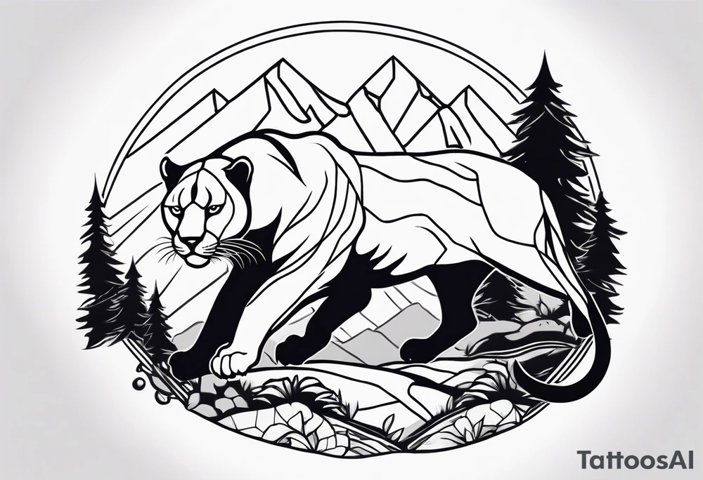 panther in mountains tattoo idea