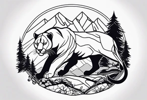 panther in mountains tattoo idea