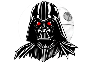 Darth vader with death star in the backdrop tattoo idea