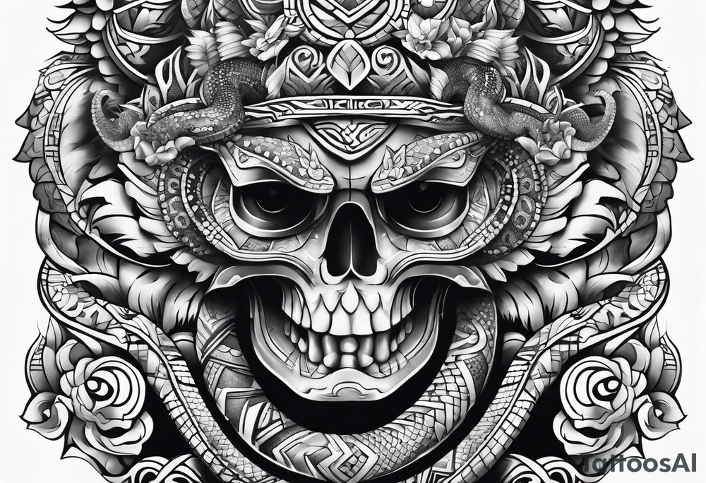aztec snake sleeve tattoo idea