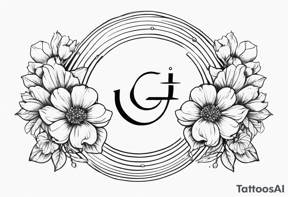 Gemini sign with flowers tattoo idea
