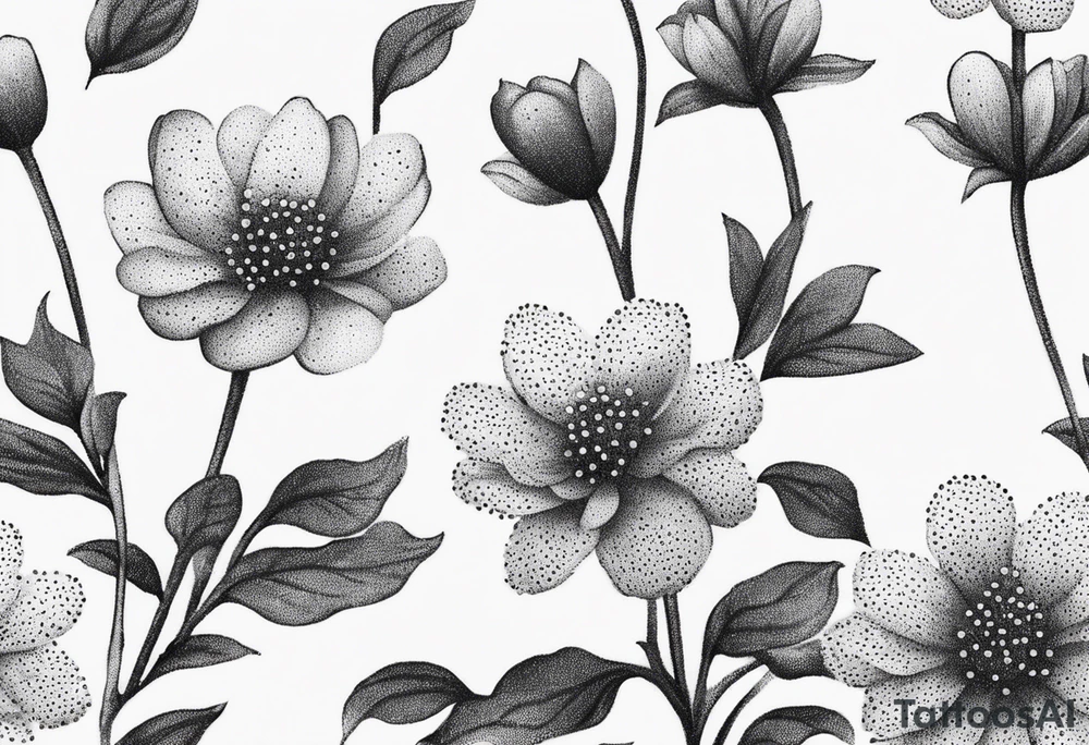 Small flowers with stems tattoo idea