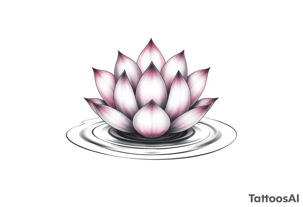 serene lotus flower emerging from sacred waters with ripples tattoo idea
