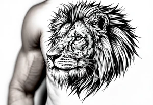 egyptian themed lion (red and black) tattoo idea