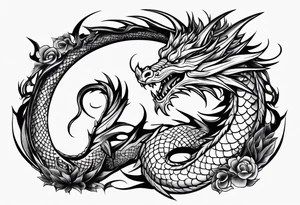 whole dragon minimalism tattoo idea