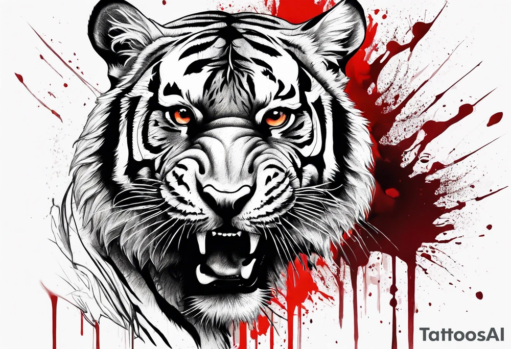 Tiger covered in blood tattoo idea
