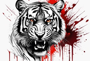Tiger covered in blood tattoo idea