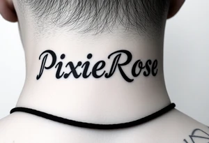 "PixieRose" in a gangsters Chicano calligraphy style font 
Tattoo idea above a man's eyebrow tattoo idea