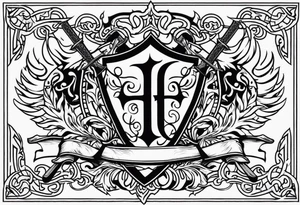 Valhalla flames shield sword tattoo idea