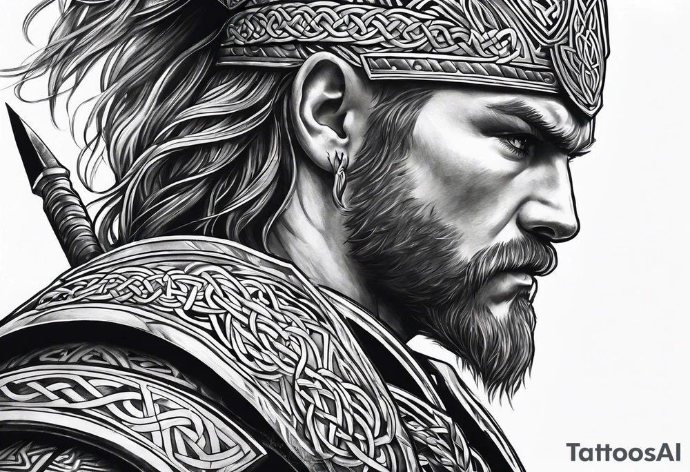 Celtic warrior side profile tattoo idea