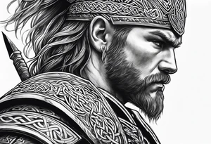 Celtic warrior side profile tattoo idea