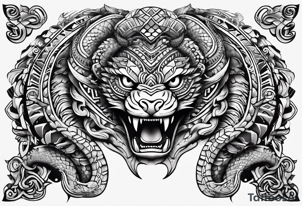 aztec snake sleeve tattoo idea