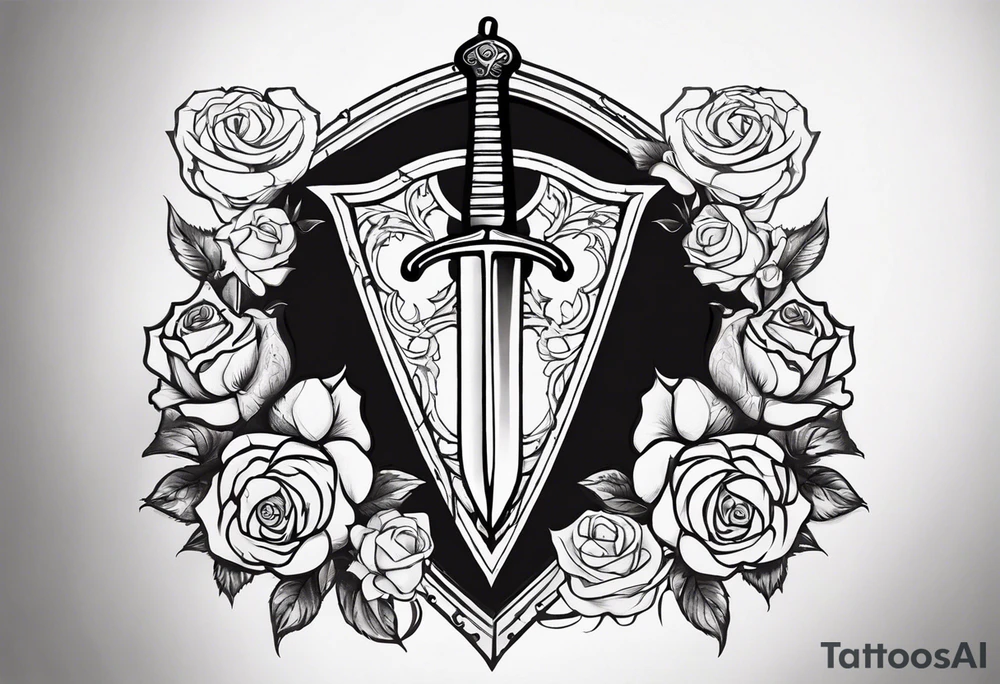Templar shield and sword tattoo on forearm. With roses around. I would like symbols of loyalty tattoo idea