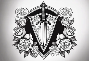 Templar shield and sword tattoo on forearm. With roses around. I would like symbols of loyalty tattoo idea