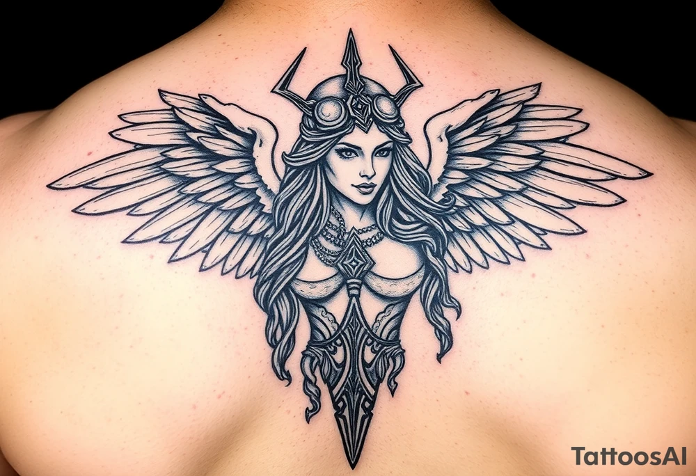 Realistic Valkyrie tattoo idea