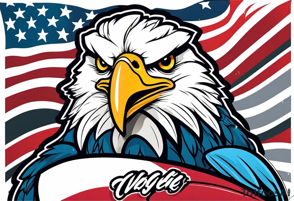 American football with a cartoon eagle tattoo idea