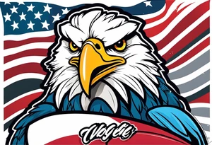 American football with a cartoon eagle tattoo idea