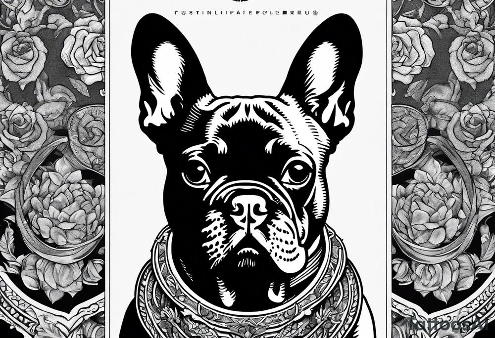 French bulldog riding man tattoo idea