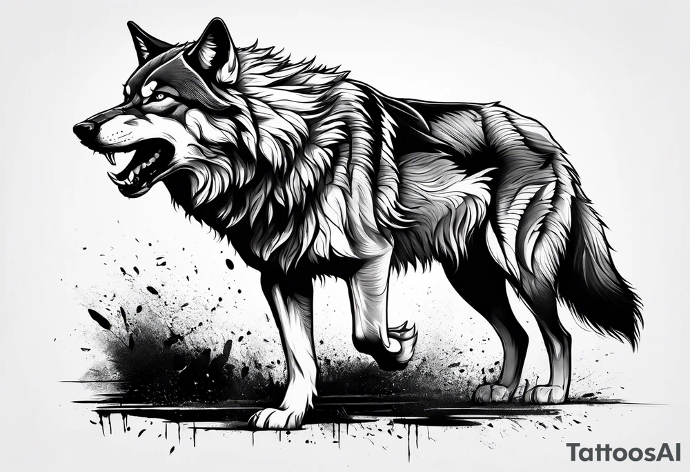 angry alpha wolf tattoo idea