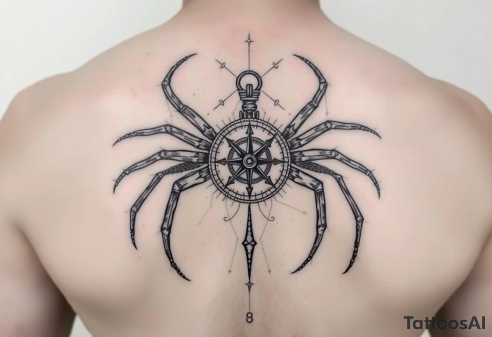 Spider carrying a compass tattoo idea