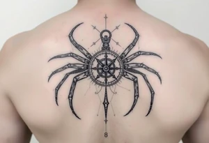 Spider carrying a compass tattoo idea