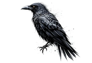 upright dark realistic raven tattoo idea