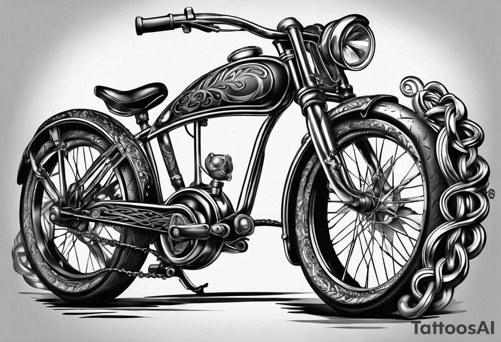 bicycle with multiple chain rings tattoo idea