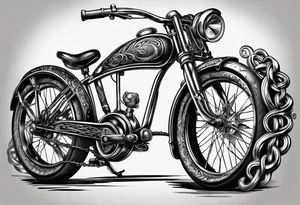 bicycle with multiple chain rings tattoo idea