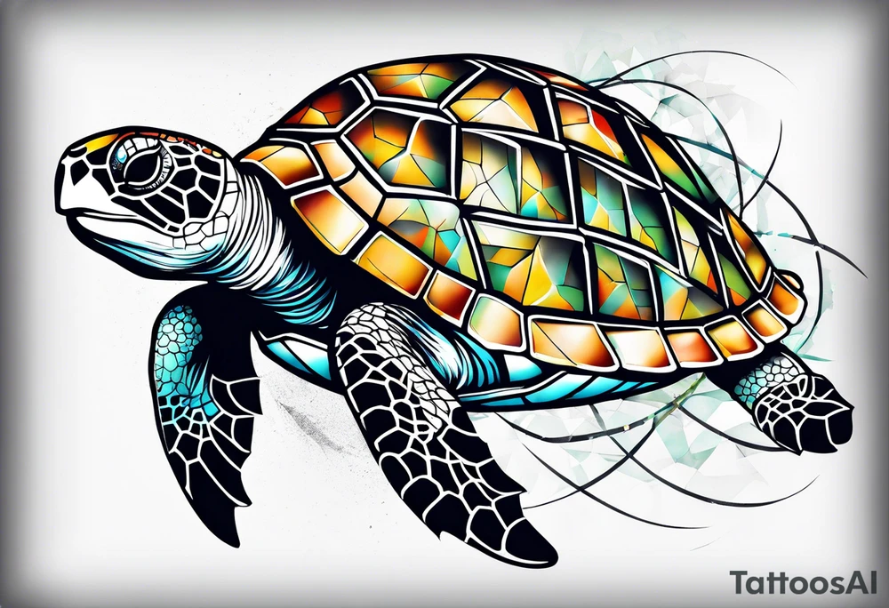 Geometric seaturtle tattoo idea