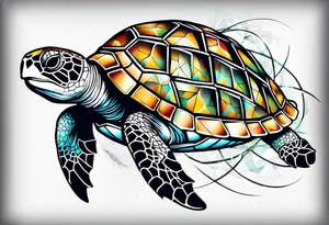 Geometric seaturtle tattoo idea