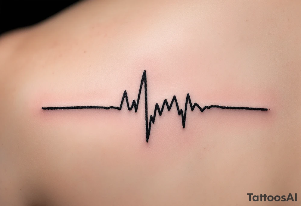 A minimalist black EKG waveform with subtle gold accents at the peaks, reflecting strength and stability. tattoo idea