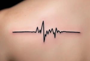 A minimalist black EKG waveform with subtle gold accents at the peaks, reflecting strength and stability. tattoo idea