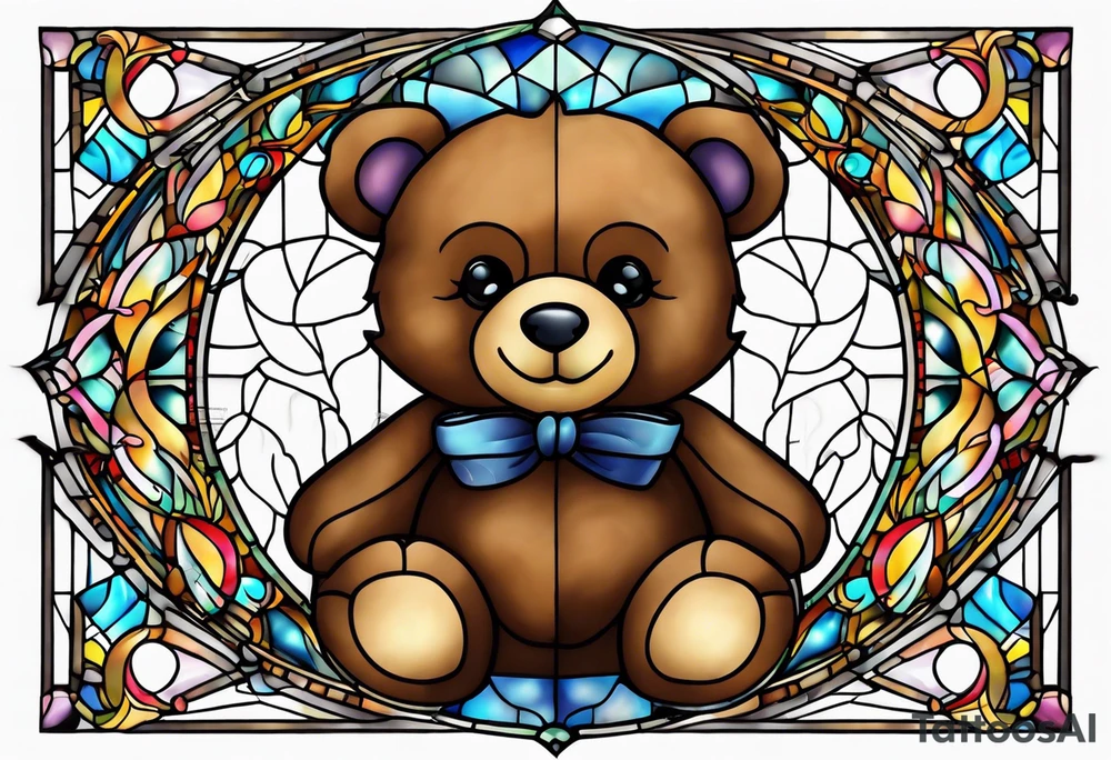 Teddy bear stain glass tattoo idea