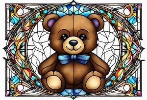 Teddy bear stain glass tattoo idea
