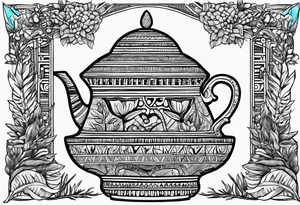 Egyptian pottery with leafy greens coming out of it tattoo idea