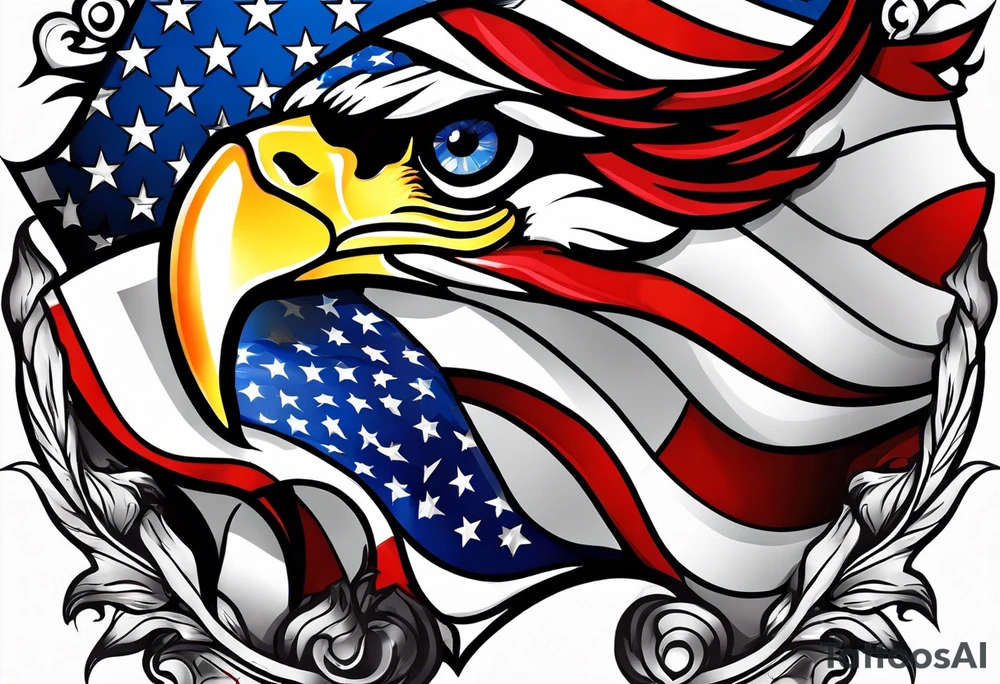 Make a tattoo an american flag that demonstrates the love and pride of my origins tattoo idea