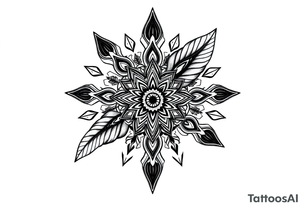 big spiritual feather indian mandala shaman tattoo idea