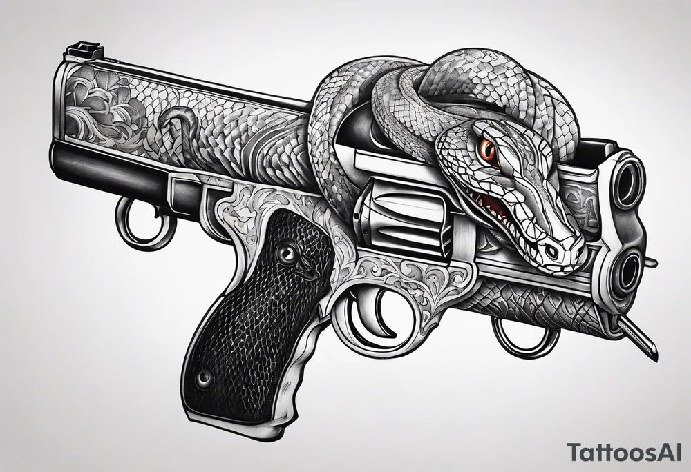 Snake on gun tattoo idea