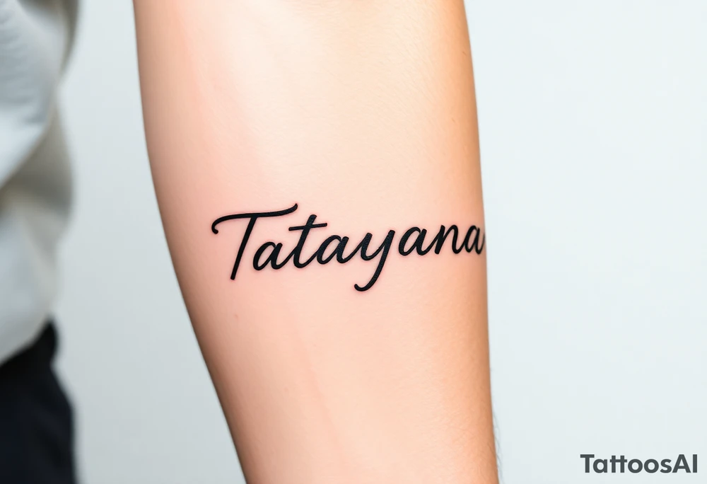 tattoo on forearm, using the name “Tatayana” For a father that lost his daughter tattoo idea